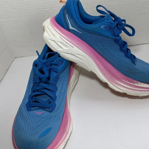 Hoka Women's Blue Running Shoes with Pink & Orange Accents Size 9.5B - Picture 5 of 8